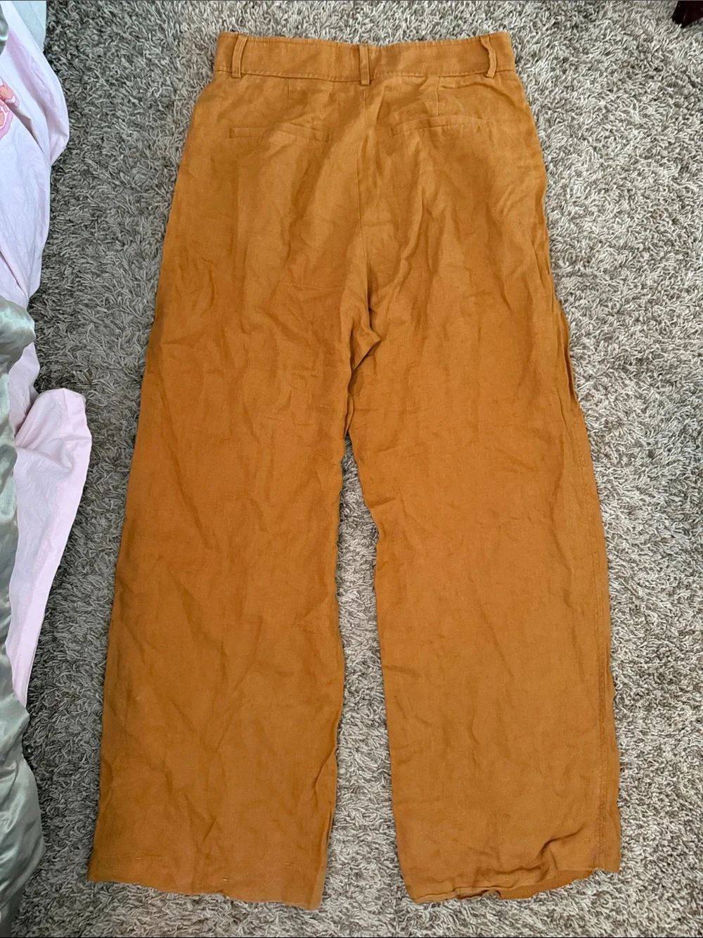 Everlane Size 8 100% Linen Wide Leg Pants Rust Orange High Rise